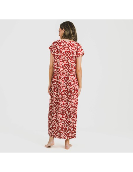 Vestido largo manga fluida soft Iratia teja vestidos-y-blusones-mujer