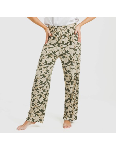 Pantalón viscosa Charamo verde cacería pantalones-comodos-mujer