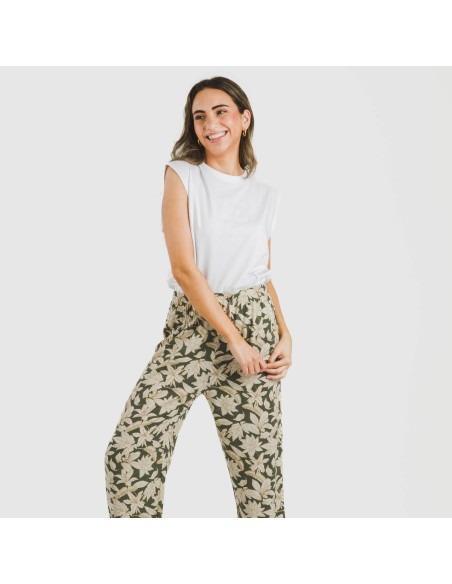 Pantalón viscosa Charamo verde cacería pantalones-comodos-mujer