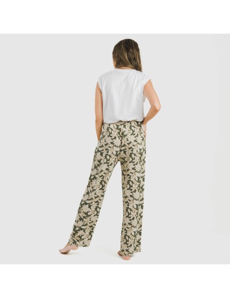 Pantalón viscosa Charamo verde cacería pantalones-comodos-mujer