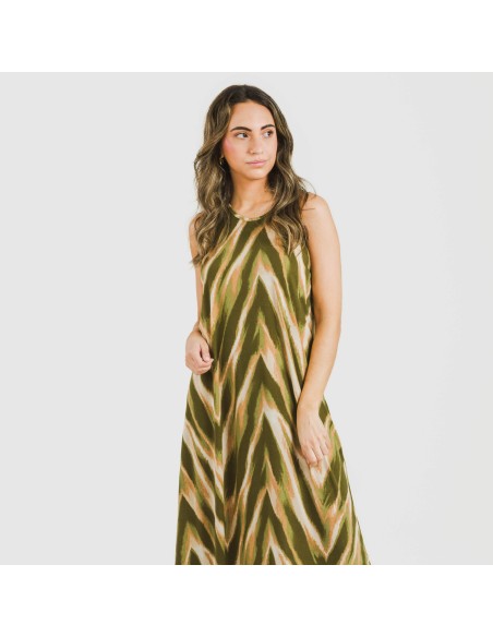 Vestido largo tirantes crepe Catherine verde vestidos-y-blusones-mujer