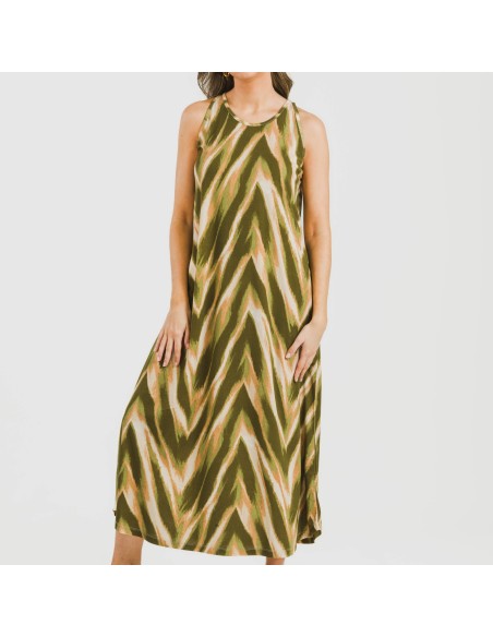 Vestido largo tirantes crepe Catherine verde vestidos-y-blusones-mujer