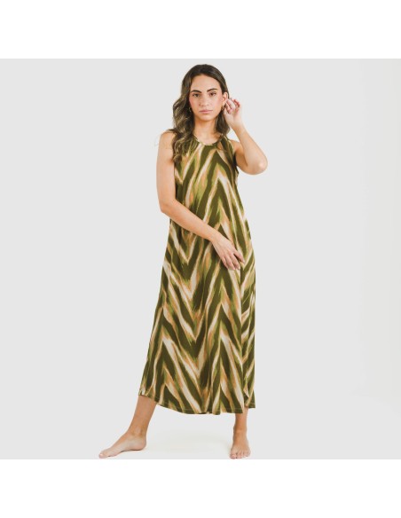 Vestido largo tirantes crepe Catherine verde vestidos-y-blusones-mujer