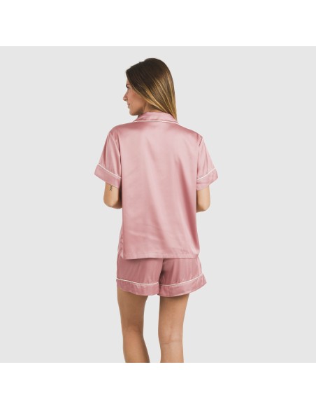 Pijama corto de manga corta satén Friday liso pijamas-cortos-mujer