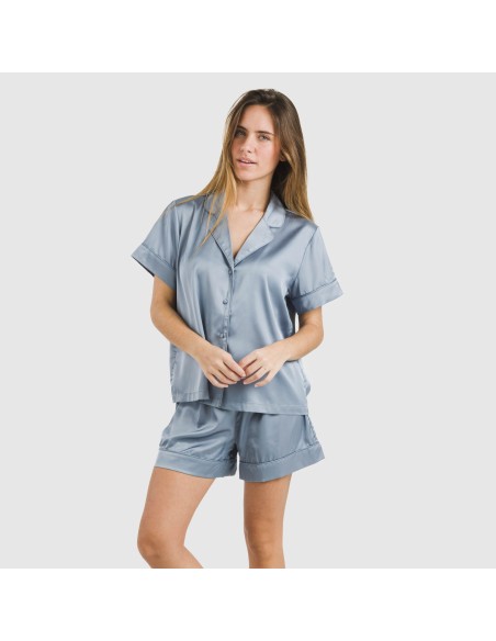 Pijama corto de manga corta satén Friday liso pijamas-cortos-mujer