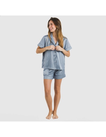 Pijama corto de manga corta satén Friday liso pijamas-cortos-mujer