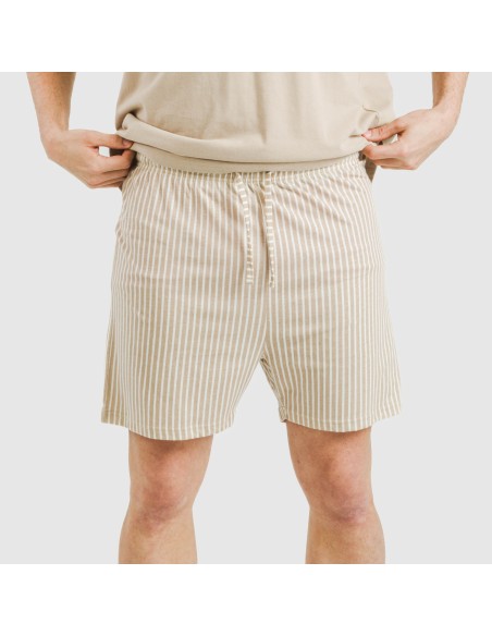 Pijama corto algodón hombre Raya Kodac arena pijamas-cortos-hombre