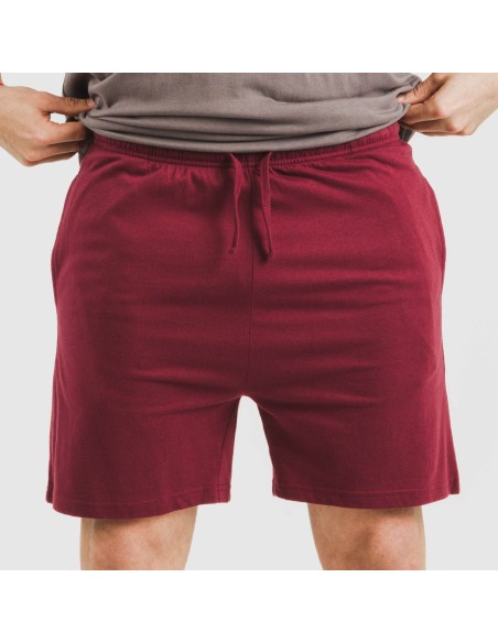 Pijama corto hombre con botones topo - burdeos pijamas-cortos-hombre