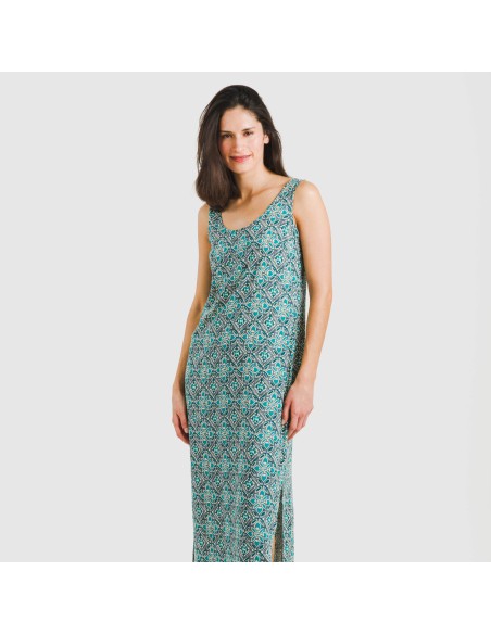Vestido largo tirantes viscosa Malura agua marina vestidos-y-blusones-mujer