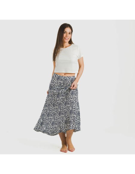 Falda midi viscosa bambula Aladero azul faldas