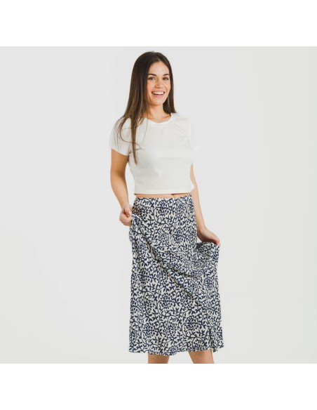 Falda midi viscosa bambula Aladero azul faldas