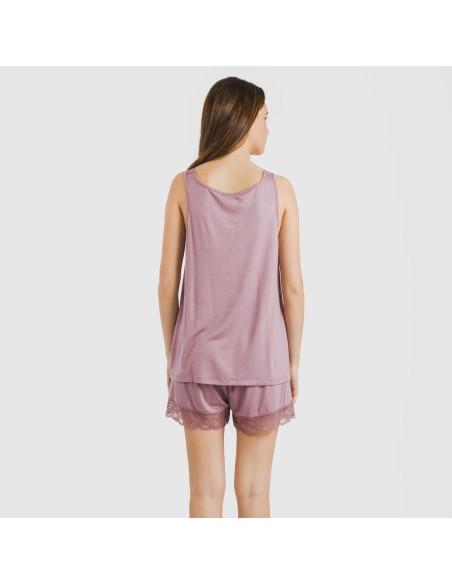 Pijama tirantes encaje Rayón pijamas-cortos-mujer