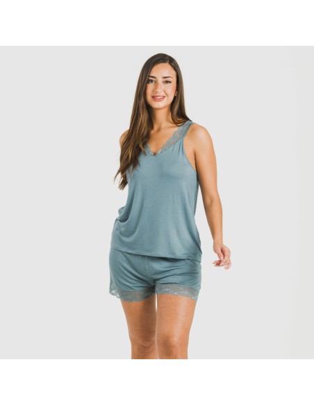 Pijama tirantes encaje Rayón pijamas-cortos-mujer