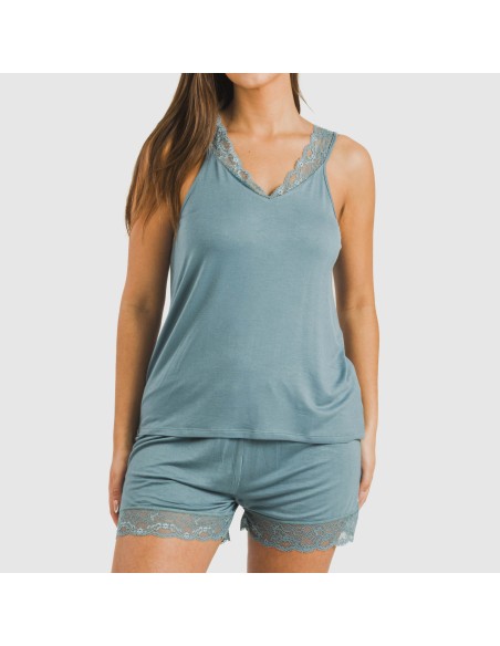 Pijama tirantes encaje Rayón pijamas-cortos-mujer