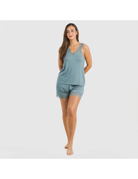Pijama tirantes encaje Rayón pijamas-cortos-mujer