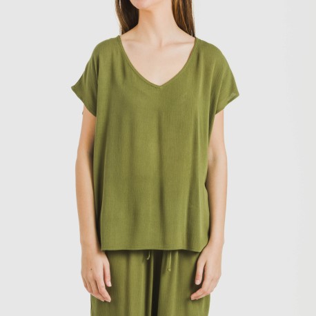 Camiseta manga fluida viscosa bambula lisa camisetas