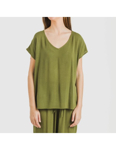 Camiseta manga fluida viscosa bambula lisa camisetas
