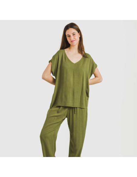 Camiseta manga fluida viscosa bambula lisa camisetas