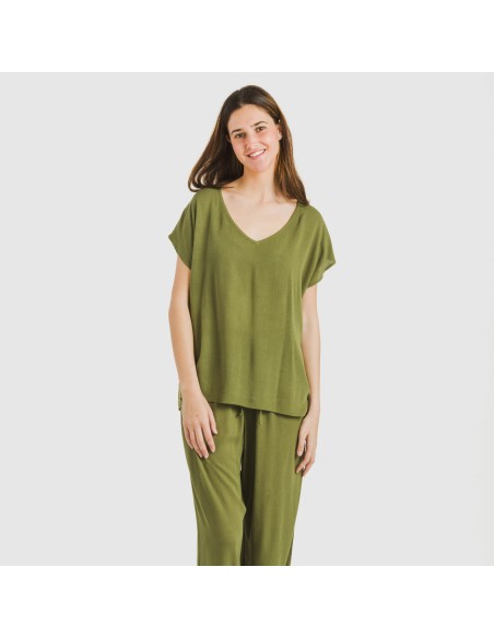Camiseta manga fluida viscosa bambula lisa camisetas