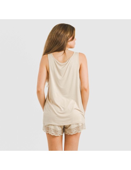 Pijama tirantes encaje Rayón pijamas-cortos-mujer