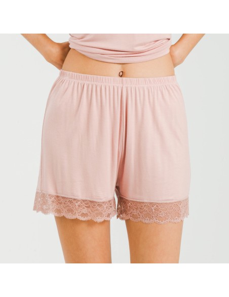 Pijama tirantes encaje Rayón pijamas-cortos-mujer