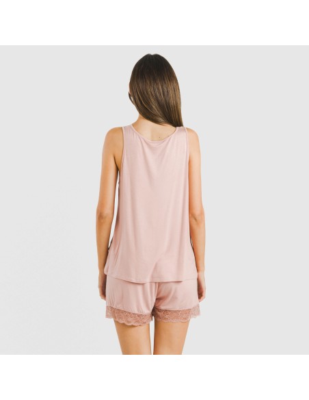 Pijama tirantes encaje Rayón pijamas-cortos-mujer