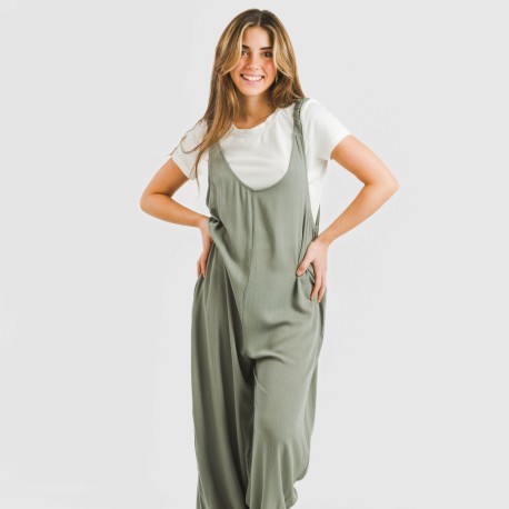 Mono largo mujer viscosa bambula liso mono-largo