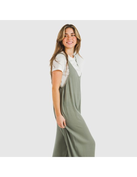 Mono largo mujer viscosa bambula liso mono-largo