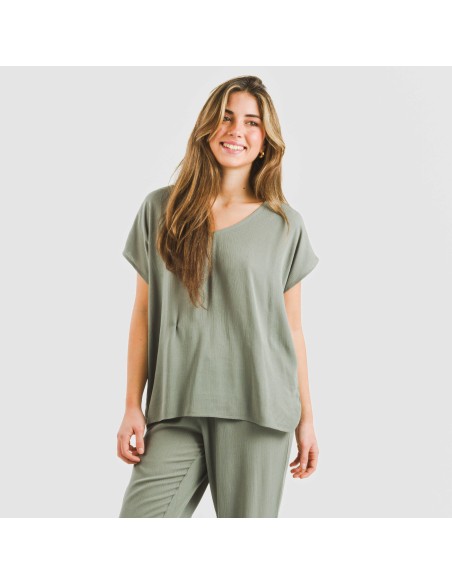Camiseta manga fluida viscosa bambula lisa camisetas