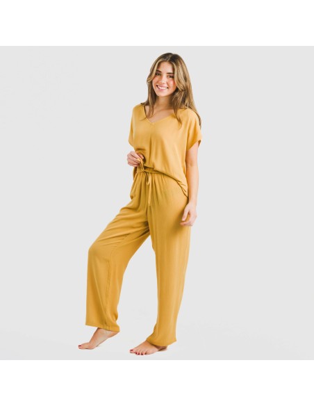 Pantalón largo viscosa bambula liso pantalones-comodos-mujer