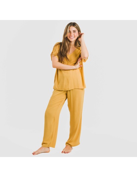 Pantalón largo viscosa bambula liso pantalones-comodos-mujer