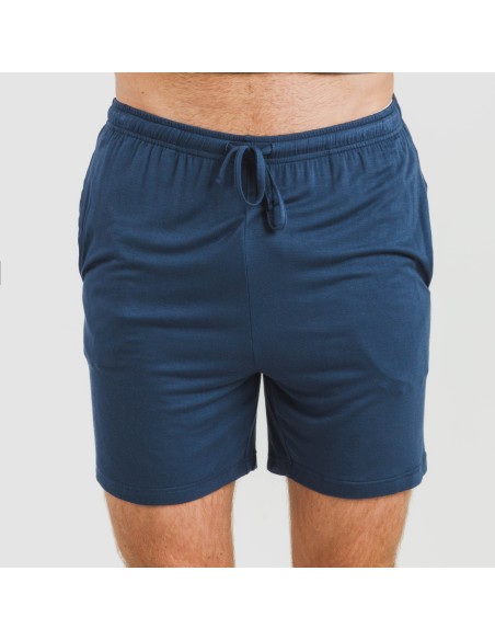 Pijama corto viscosa hombre celeste - marino pijamas-cortos-hombre