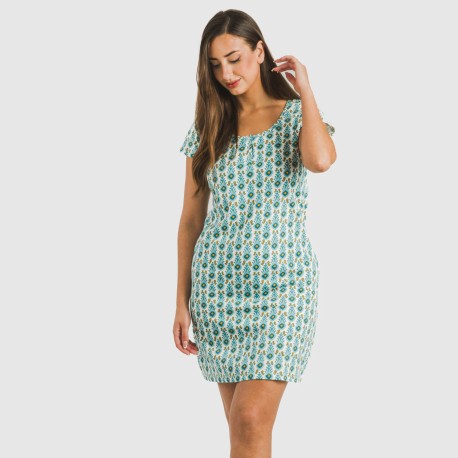 Blusón algodón Hibisco azul vestidos-y-blusones-mujer