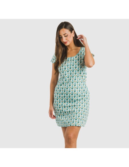 Blusón algodón Hibisco azul vestidos-y-blusones-mujer