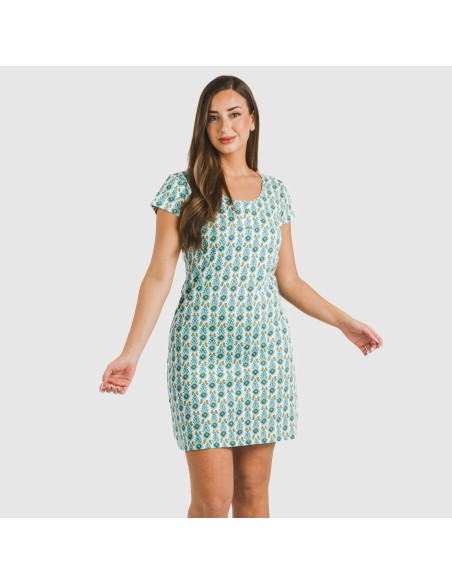 Blusón algodón Hibisco azul vestidos-y-blusones-mujer