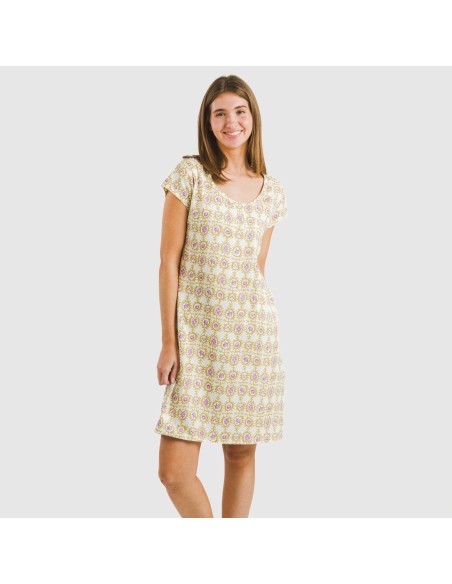 Blusón algodón Azucena ocre vestidos-y-blusones-mujer