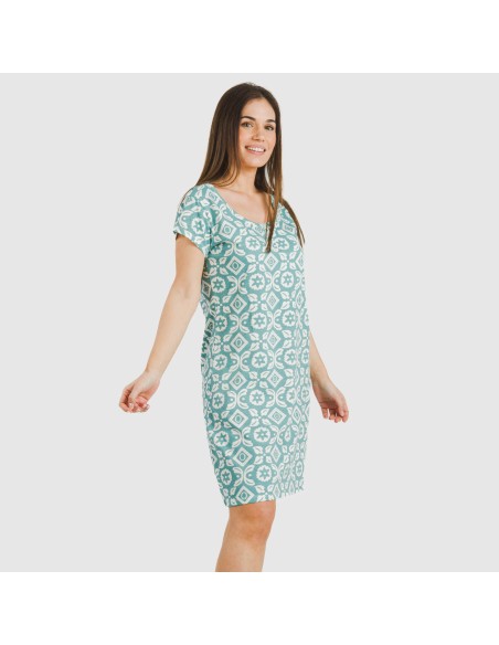 Blusón algodón Eugenia agua marina seco vestidos-y-blusones-mujer