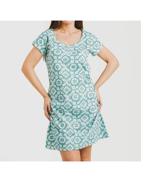 Blusón algodón Eugenia agua marina seco vestidos-y-blusones-mujer