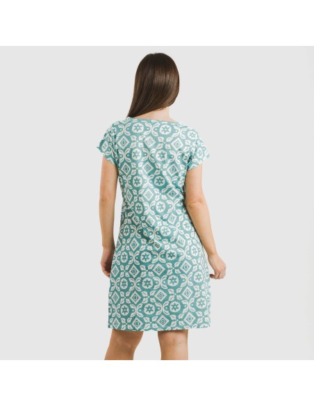 Blusón algodón Eugenia agua marina seco vestidos-y-blusones-mujer