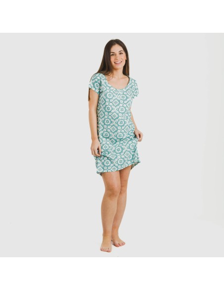 Blusón algodón Eugenia agua marina seco vestidos-y-blusones-mujer