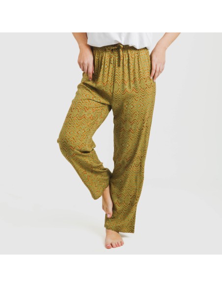Pantalón viscosa Silda verde cacería pantalones-comodos-mujer