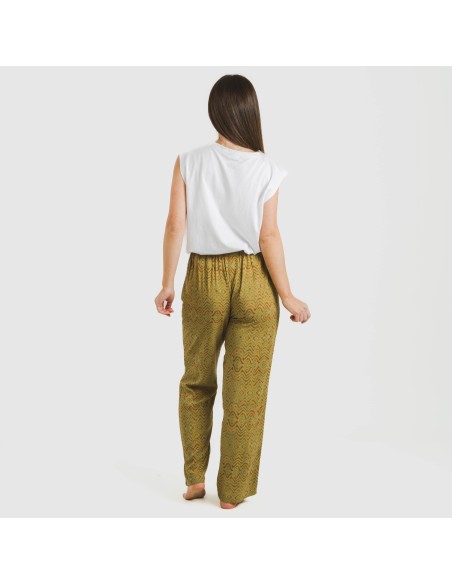 Pantalón viscosa Silda verde cacería pantalones-comodos-mujer