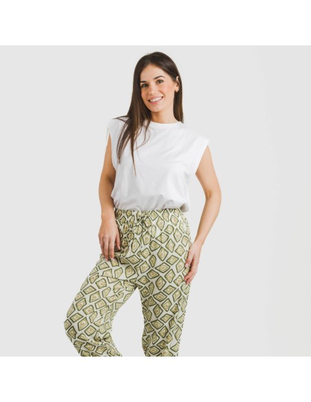 Pantalón viscosa Liuva verde cacería pantalones-comodos-mujer