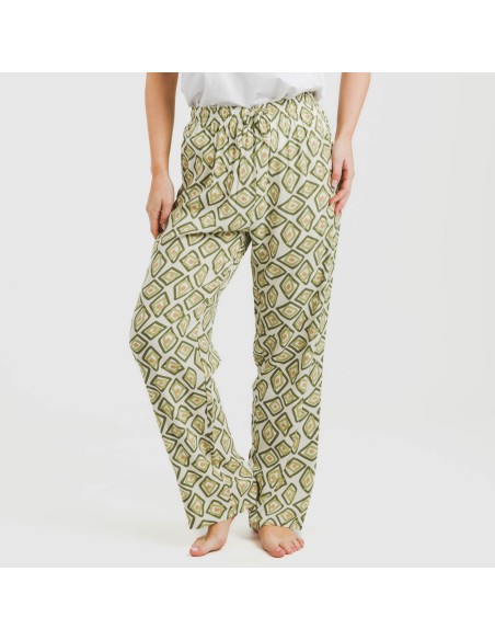 Pantalón viscosa Liuva verde cacería pantalones-comodos-mujer