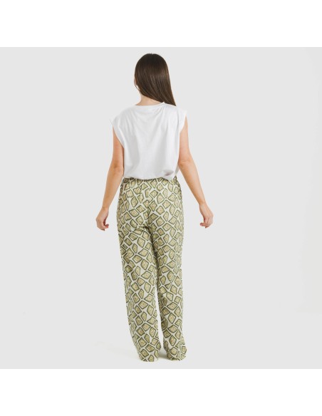 Pantalón viscosa Liuva verde cacería pantalones-comodos-mujer