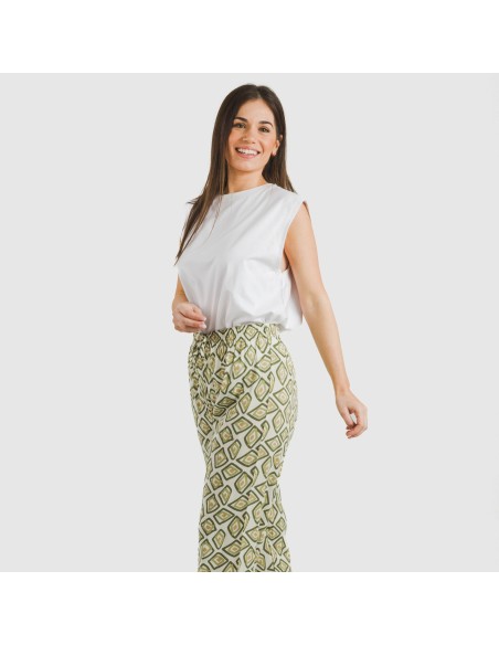 Pantalón viscosa Liuva verde cacería pantalones-comodos-mujer