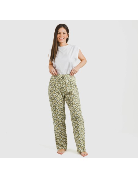 Pantalón viscosa Liuva verde cacería pantalones-comodos-mujer