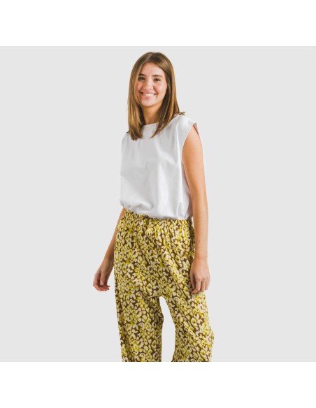Pantalón viscosa Milina verde lima pantalones-comodos-mujer
