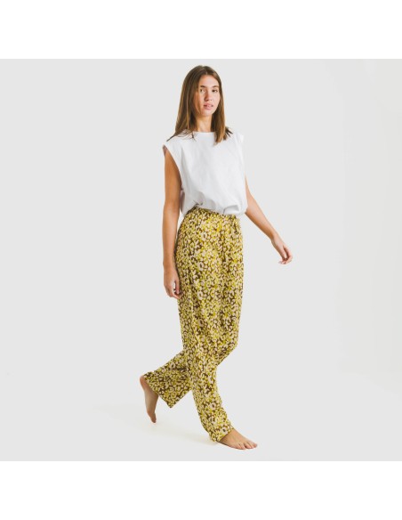 Pantalón viscosa Milina verde lima pantalones-comodos-mujer