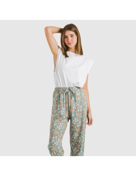Pantalón viscosa Venus agua marina pantalones-comodos-mujer